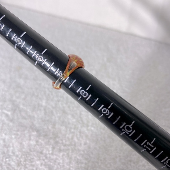 Vintage Art Glass Handmade Red Yellow Band Ring - Picture 10 of 11